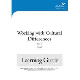 Learning Guide - 700140 Working with Cultural Differences Term 3 (T3) 2015