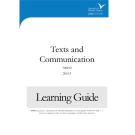 Learning Guide - 700192 Texts and Communication Term 3 (T3) 2015