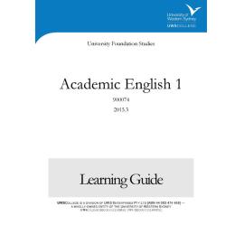 Learning Guide - 900074 Academic English 1 Term 3 (T3) 2015