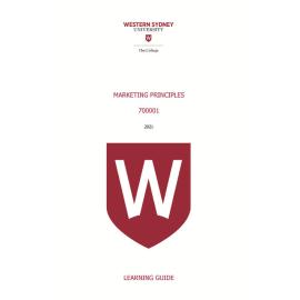 Learning Guide - 700001 Marketing Principles Term 1 (T1) 2021
