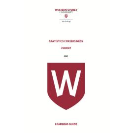 Learning Guide - 700007 Statistics for Business Term 1 (T1) 2021