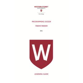 Learning Guide - 700047-900009 Programming Design Term 1 (T1) 2021