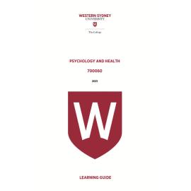 Learning Guide - 700060 Psychology and Health Term 1 (T1) 2021
