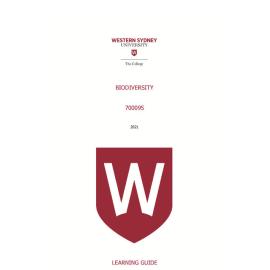 Learning Guide - 700095 Biodiversity Term 1 (T1) 2021
