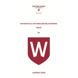 Learning Guide - 700137 Mathematical Patterns and Relationships Term 1 (T1) 2021
