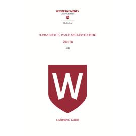 Learning Guide - 700158 Human Rights Peace and Development Term 1 (T1) 2021