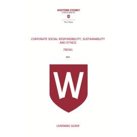 Learning Guide - 700261 Corporate Social Responsibility Sustainability and Ethics Term 1 (T1) 2021