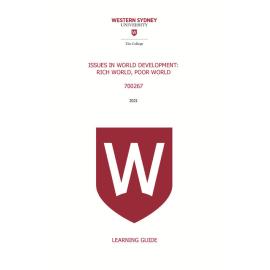 Learning Guide - 700267 Issues in World Development_Rich World Poor World Term 1 (T1) 2021