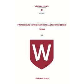 Learning Guide - 700283 Professional Communication Skills for Engineering Term 1 (T1) 2021