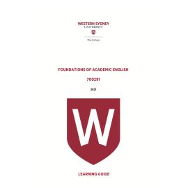 Learning Guide - 700291 Foundations of Academic English Term 1 (T1) 2021