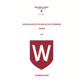 Learning Guide - 700294 Australian Politics and Active Citizenship Term 1 (T1) 2021