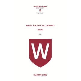 Learning Guide - 700301 Mental Health in the Community Term 1 (T1) 2021