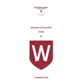 Learning Guide - 700318 Building Calculations Term 1 (T1) 2021