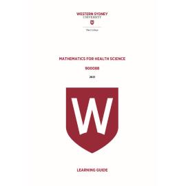 Learning Guide - 900088 Mathematics for Health Science Term 1 (T1) 2021