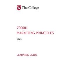 Learning Guide - 700001 Marketing Principles Term 2 (T2) 2021