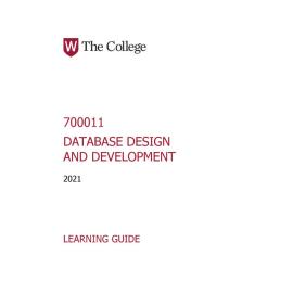 Learning Guide - 700011 Database Design and Development Term 2 (T2) 2021