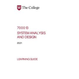Learning Guide - 700013 System Analysis and Design Term 2 (T2) 2021