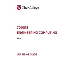Learning Guide - 700018 Engineering Computing Term 2 (T2) 2021