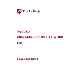 Learning Guide - 700030 Managing People at Work Term 2 (T2) 2021