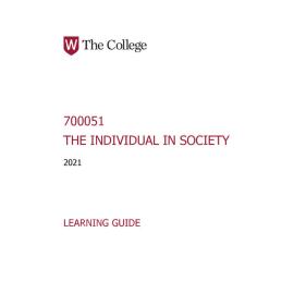 Learning Guide - 700051 The Individual in Society Term 2 (T2) 2021