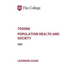 Learning Guide - 700066 Population Health and Society Term 2 (T2) 2021