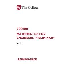 Learning Guide - 700100 Mathematics for Engineers Preliminary Term 2 (T2) 2021