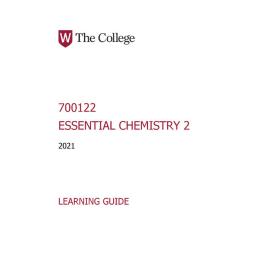 Learning Guide - 700122 Essential Chemistry 2 Term 2 (T2) 2021