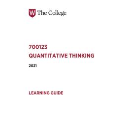 Learning Guide - 700123 Quantitative Thinking Term 2 (T2) 2021
