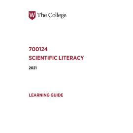 Learning Guide - 700124 Scientific Literacy Term 2 (T2) 2021