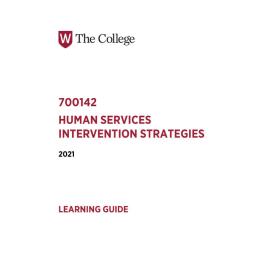 Learning Guide - 700142 Human Services Intervention Strategies Term 2 (T2) 2021