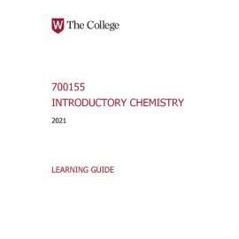 Learning Guide - 700155 Introductory Chemistry Term 2 (T2) 2021