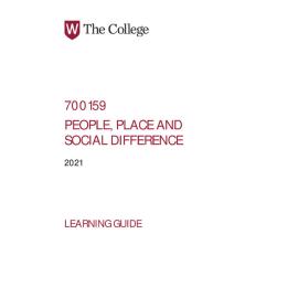 Learning Guide - 700159 People Place and Social Difference Term 2 (T2) 2021