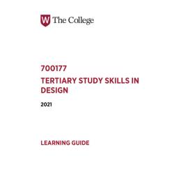 Learning Guide - 700177 TSS in Design Term 2 (T2) 2021