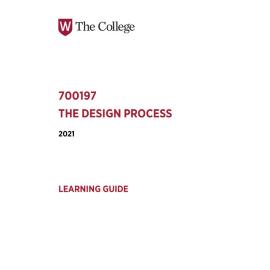 Learning Guide - 700197 The Design Process Term 2 (T2) 2021