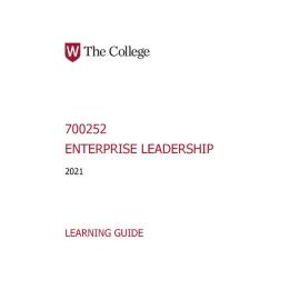 Learning Guide - 700252 Enterprise Leadership Term 2 (T2) 2021