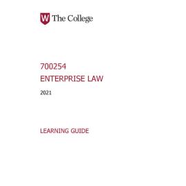 Learning Guide - 700254 Enterprise Law Term 2 (T2) 2021