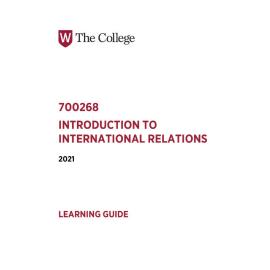 Learning Guide - 700268 Introduction to International Relations, Term 2 (T2) 2021