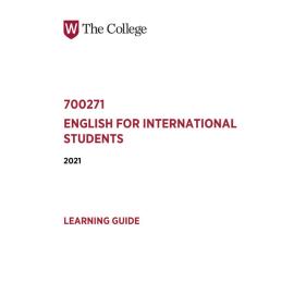 Learning Guide - 700271 English for International Students 2 Term 2 (T2) 2021