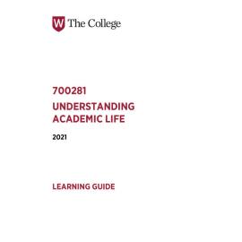 Learning Guide - 700281 Understanding Academic Life Term 2 (T2) 2021