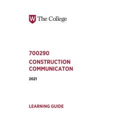 Learning Guide - 700290 Construction Communication Term 2 (T2) 2021