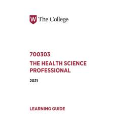 Learning Guide - 700303 The Health Science Professional Term 2 (T2) 2021