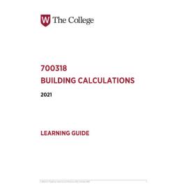 Learning Guide - 700318 Building Calculations Term 2 (T2) 2021