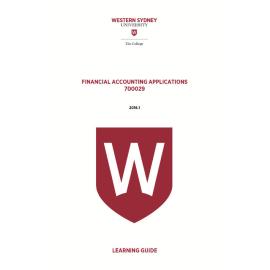 Learning Guide - 700029 Financial Accounting Applications Term 1 (T1) 2016