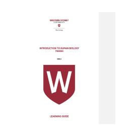 Learning Guide - 700061 Introduction to Human Biology Term 1 (T1) 2016