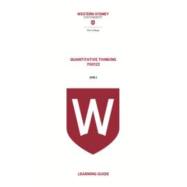 Learning Guide - 700123 Quantitative Thinking Term 1 (T1) 2016