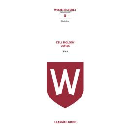 Learning Guide - 700125 Cell Biology Term 1 (T1) 2016
