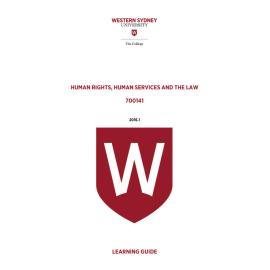 Learning Guide - 700141 Human Rights Human Services and the Law 2016 1