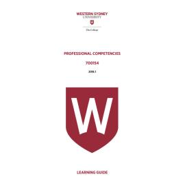 Learning Guide - 700154 Professional Competencies Term 1 (T1) 2016