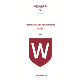 Learning Guide - 700190 Fundamentals of Health Science 2016 1