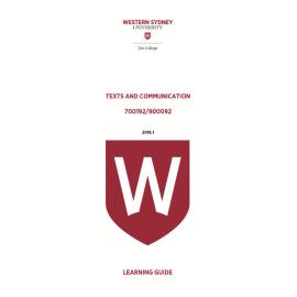Learning Guide - 700192 Texts and Communication Term 1 (T1) 2016